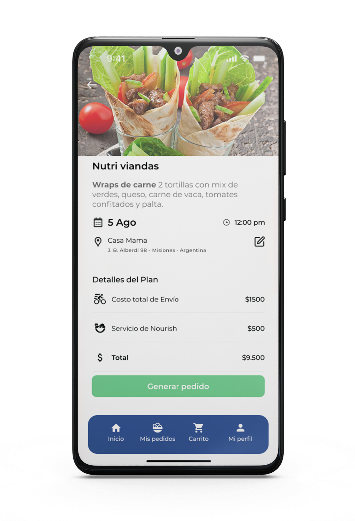 Nourish App Menu Screen