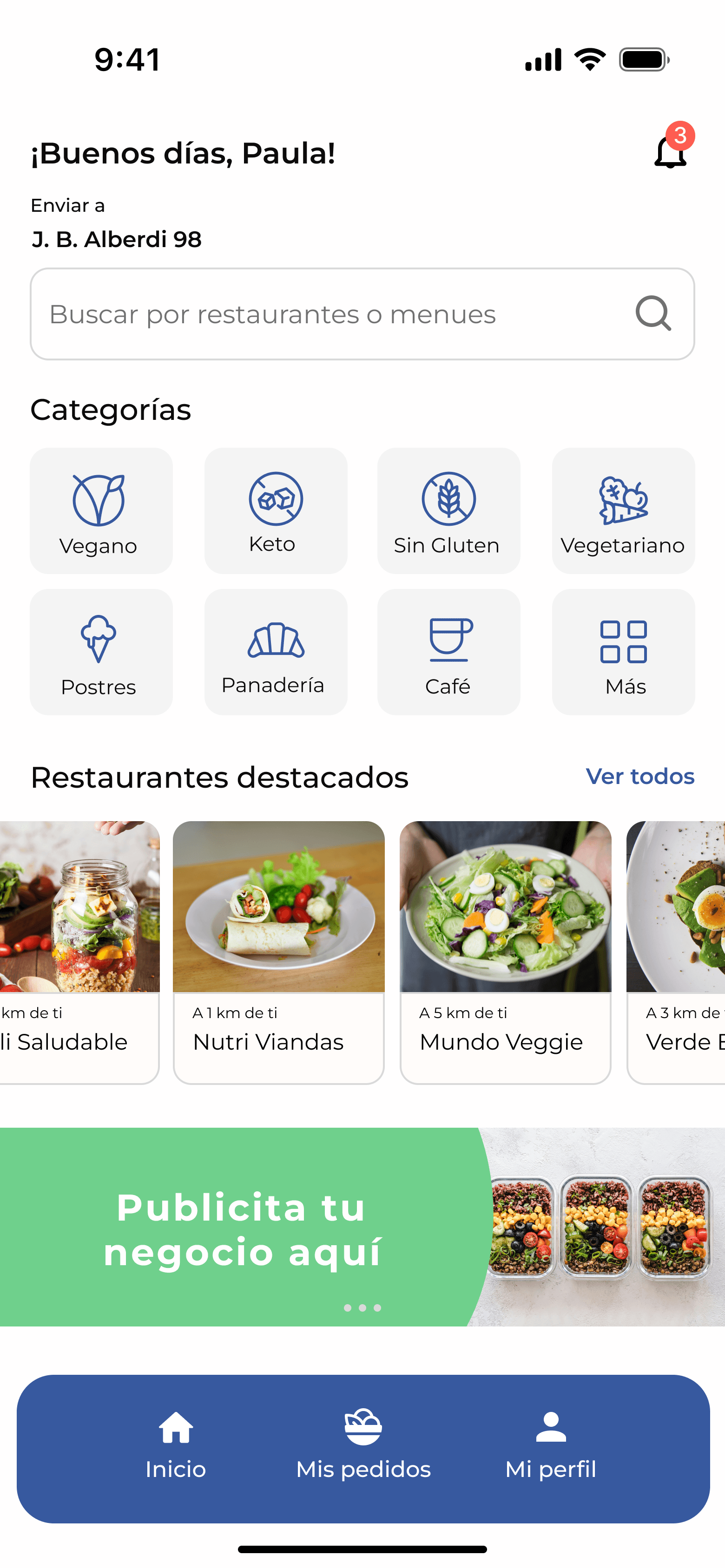 Nourish App Home Screen